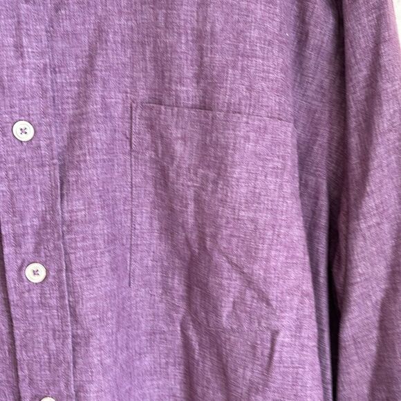 Cole Haan Men's linen blend Purple Button-Up button down casual Shirt XL NWOT! - Picture 4 of 10